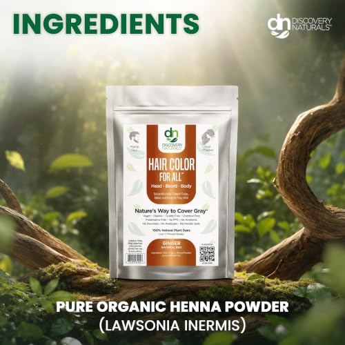 Ginger Natural Red Henna Hair Color Kit - Organic, Vegan, Permanent Gray Coverage