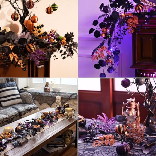 Halloween Garland with Lights - 6ft Autumn Decor for Mantel & Party
