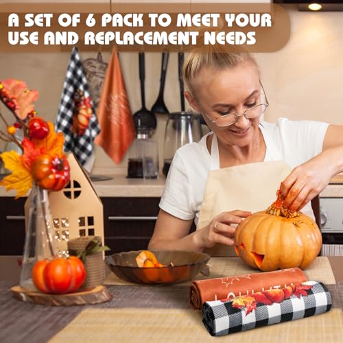 Fall Kitchen Towel Set with Pot Holders & Oven Mitts - Retro Pumpkin Pattern