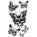 Butterfly Skull Waterproof Temporary Tattoos - 2 Pieces, Unisex, 5-7 Day Wear