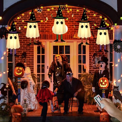 Outdoor Halloween Ghost Decorations 3-Pack with Flash Modes & Timer