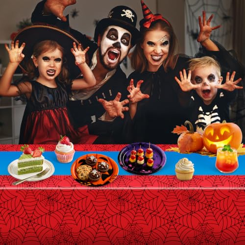 3Pcs Spider Web Disposable Plastic Tablecloths - Waterproof 54x108 Inch Set