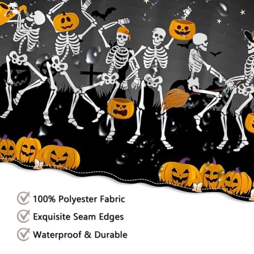 Halloween Dancing Skull Shower Curtain 72x72 Inches Bathroom Decor