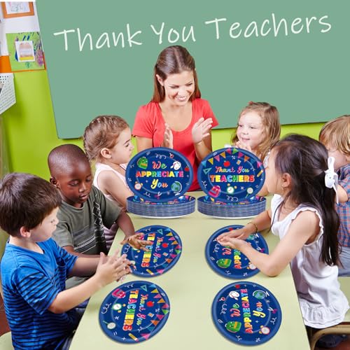 Thank You Teachers Paper Plate Set - 50pcs 11-Inch Disposable Party Supplies