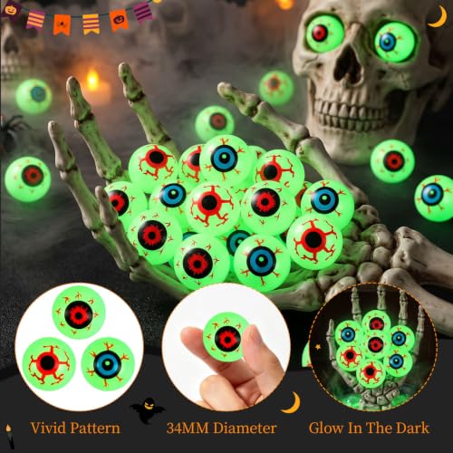 Glow in the Dark Halloween Fake Eyeballs 30-Pack - Spooky Plastic Decorations