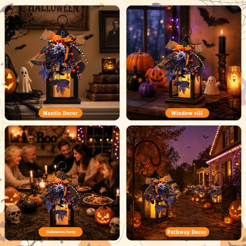Halloween Decorative Candle Lanterns with Timer - 14 Inch Black Pack of 1 - Indoor Outdoor Decor