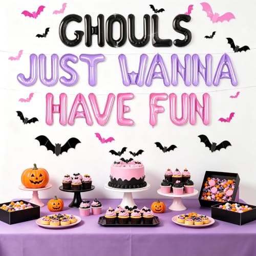 Halloween Ghouls Just Wanna Have Fun Banner & Bat Wall Decor Set