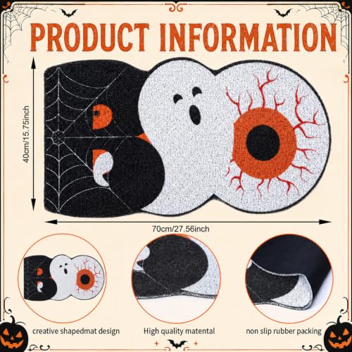 Halloween Doormat Spooky Welcome Mat with Spider Web Eyeball - 28 x 24 Inches