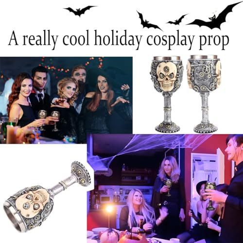 3D Skull Wine Goblet - Gothic Steampunk Stainless Steel Chalice for Halloween & Parties