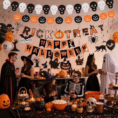 Halloween Party Decorations Banner Set - Black, Orange, White Holiday Decor