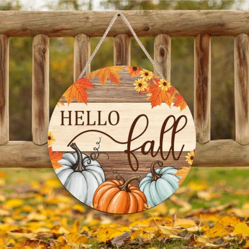 Fall Welcome Sign - Rustic Teal Pumpkin Patch Front Door Decor 12x12in