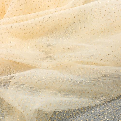 6-Piece Fall Halloween Table Runner 10 ft Champagne Gold Glitter Sheer Fabric - Windkream
