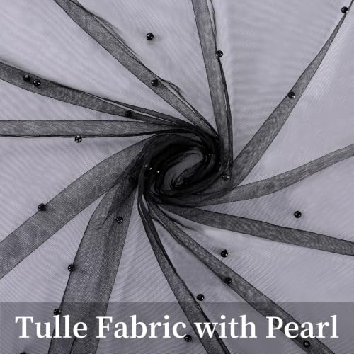 Gauze Tablecloth Black Pearl Tulle Overlay 60x120 Inches - 1 Piece