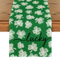 Lucky Clover Table Runner 13x48 Inch - Green Seasonal Kitchen Decor