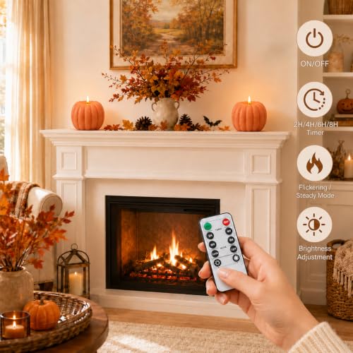 Lezonic Orange Flameless Pumpkin Candle for Fall Decorations, Thanksgiving Decor