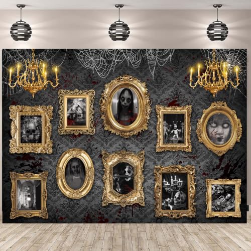 Halloween Haunted Mansion Backdrop Banner 8x6FT Gothic Spooky Photo Booth Decoration - Variation of THIS listing