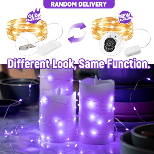 Purple Battery Powered Fairy Lights 6 Pack, 7ft 20LED String Decor