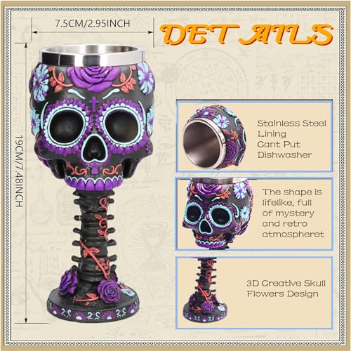 Purple Gothic Skeletal Skull Wine Goblet - Halloween Horror Party Drinkware