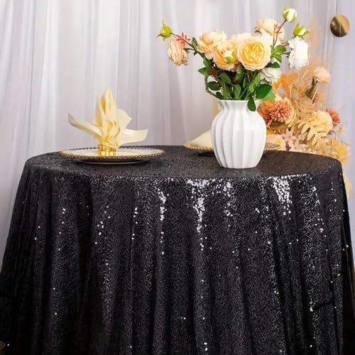 Sequin Round Tablecloth 120 Inch Black for Party - Variation of THIS listing