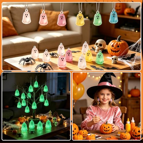 Halloween Luminous Mini Ghost Ornaments Set - Halloween Style, 36 Pieces