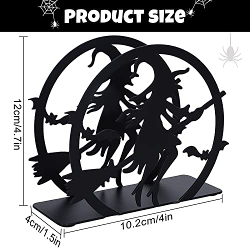 Halloween Napkin Holder Matte Black Metal Witch Design Tabletop Dispenser