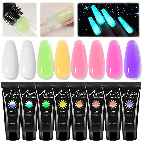 Glow in The Dark Polygel Nail Kit - 8 Colors for Nail Extensions & Art
