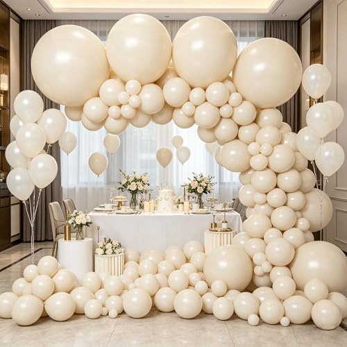 Sand White 18 Inch Latex Balloons - 10 Pack for Birthday Wedding Party
