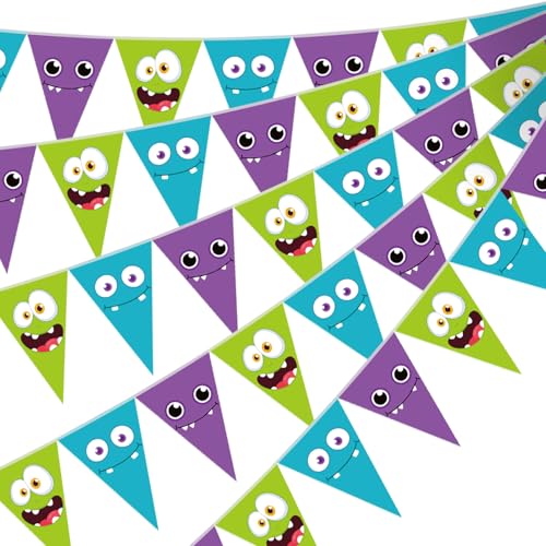 Monster Triangle Banner Party Pennant Set - Multi Color, 5 Pieces, 49 Ft