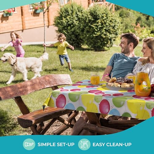 Plastic Table Cover Roll for Parties - 40 x 300 Feet Disposable Banquet Tablecloth - Balloons Variation