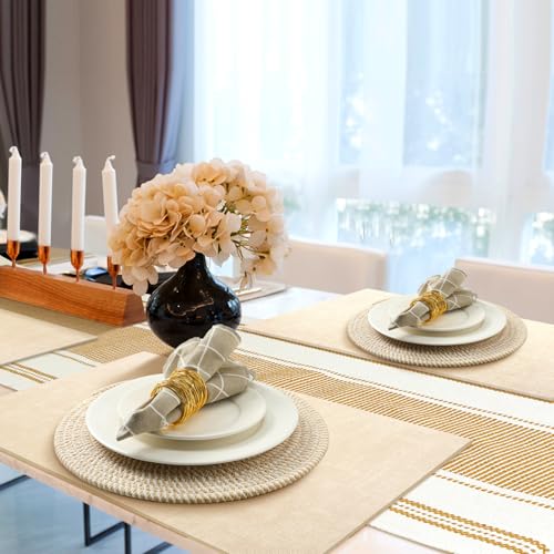 Gold Table Runner & Napkin Ring Set - 19 Piece Dining Accessories