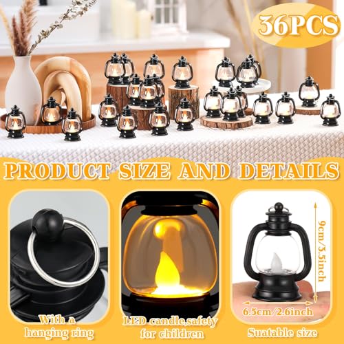 Mini Lanterns Set - 36 Black 4-Inch Decorative Candle Lanterns for Home & Party