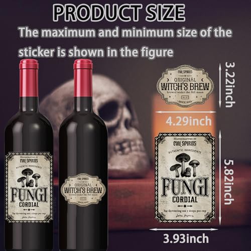 36Pcs Halloween Wine Bottle Labels Stickers Retro Potion Theme Decor