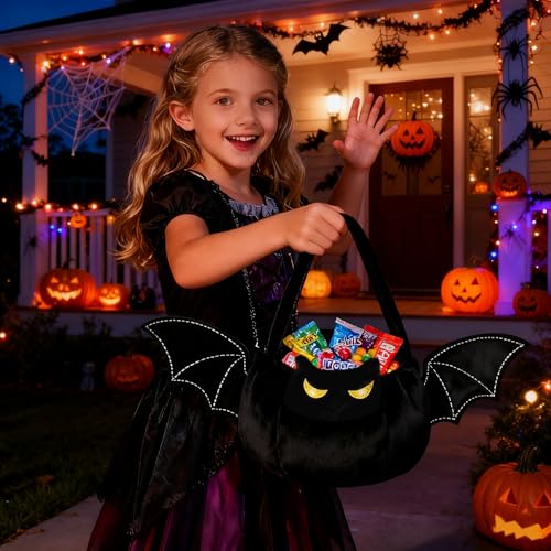 PinkSheep Light-Up Halloween Trick or Treat Bucket - Black Bat Variation