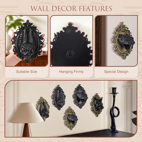 Black & Gold Cat Wall Decor - Gothic Animal Head Wall Art for Home & Holiday