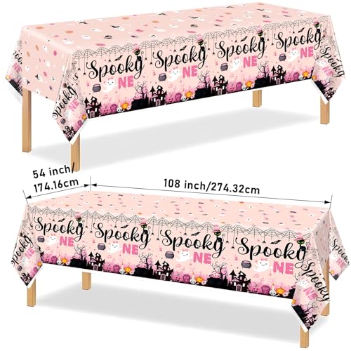 Pink Halloween Tablecloth 3-Pack for Birthday Party Decorations Girl Spooky
