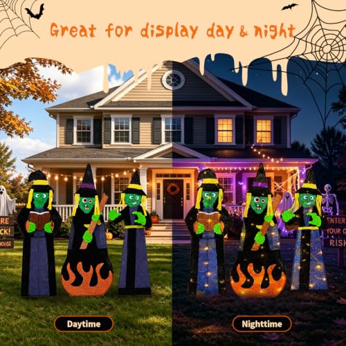 3 Pack 30-Inch Outdoor Lighted Witch Decorations - Halloween Yard Decor - Variation: 3PCS Witch Lights