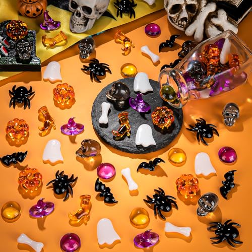 Halloween Vase Filler Set - 240 Orange and Purple Decor Elements for Parties and Home