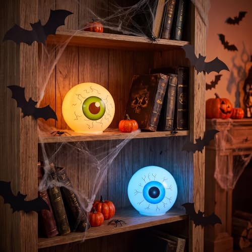 Halloween Eyeball Decor Orbs with LED Lights - 3 Pack Glass Haunted Props