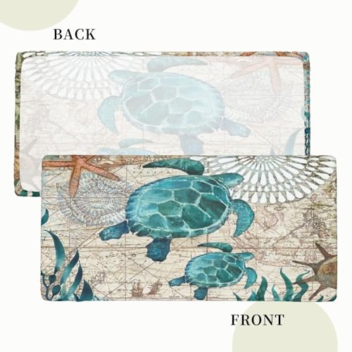 Sea Turtle Tablecloth for 5ft Rectangle Table - Waterproof Washable Kitchen Decor, 60 x 30 Inches - Ocean Hawaii Theme