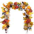6 Ft Fall Garland Decor with Pumpkins Maple Leaves & Pine Cones for Indoor Outdoor Home Decoration