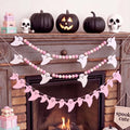 Pink Ghost Felt Garland - 3 Pack 6ft Halloween Decor with Adjustable Spacing