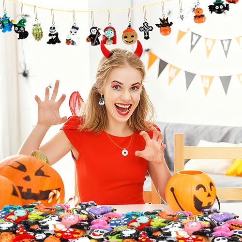 40Pcs Halloween Hanging Ornaments Tiny Resin Charm Pendants with Golden String - Halloween Decorations