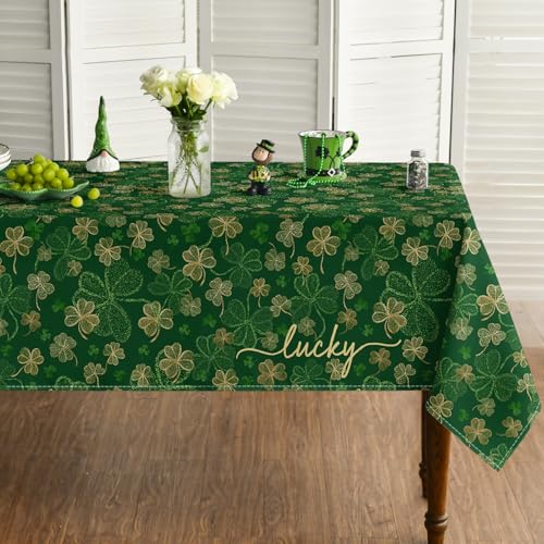 Horaldaily St. Patrick's Day Tablecloth 60 x 84 Inch Rectangular Green