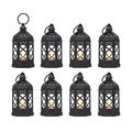 Mini Lantern with Flickering LED Candle - Black, 8 Pack, Halloween & Party Decor