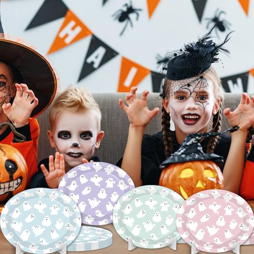 Pastel Ghost Paper Plates Set for Halloween Parties - 52 Pieces