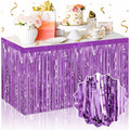 Light Purple Foil Fringe Table Skirts 3 Pack 29x108 Inch Party Decoration