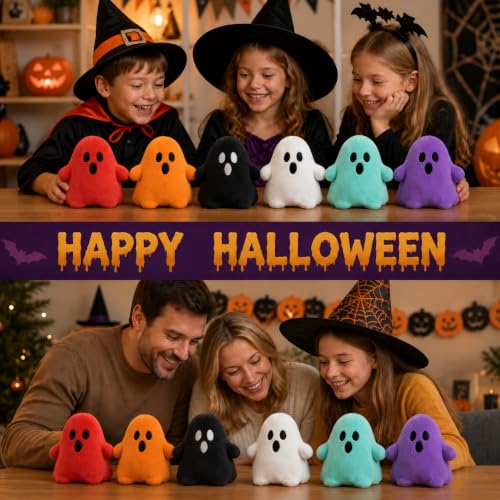 Halloween Plush Ghost Toys Set - 18 Soft Mini Decorations & Party Favors