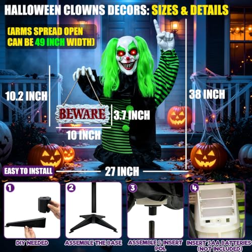 3 Ft Halloween Animatronics Yard Decorations Outdoor Standing Scary
