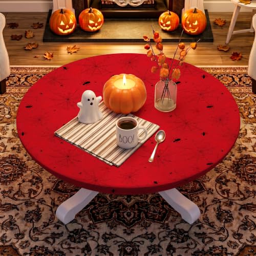 Halloween Round Tablecloth 65 Inch - Spider Web Design for Festive Decor