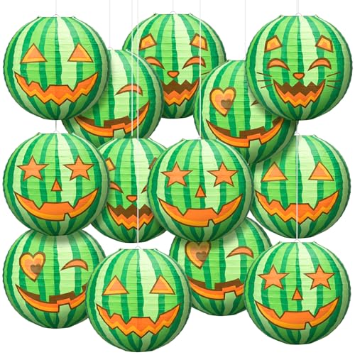 Watermelon Paper Lanterns Set - 16 Summer Halloween Party Decorations